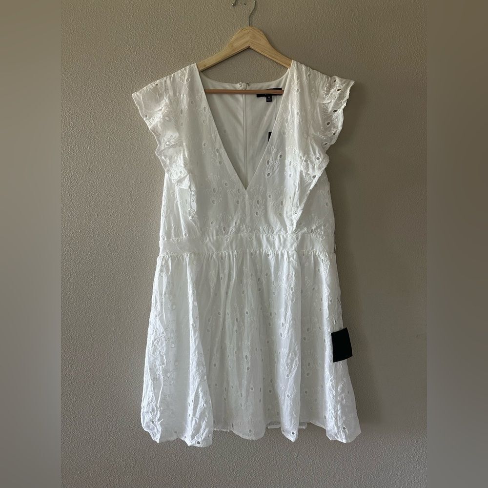 NWT Lulus Flirtatious in Florence White Ruffled Eyelet Cotton Mini Dress XL - Picture 3 of 9